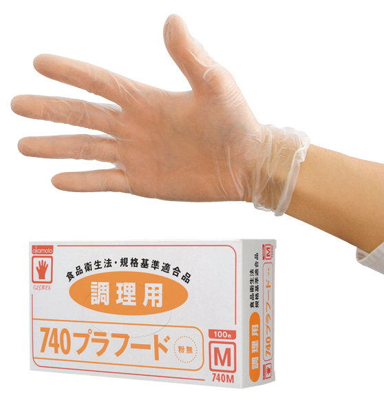 [オカモト] プラスチック手袋 プラフード740(ノンパウダー)100枚入