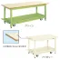 [サカエ] 座り作業用 ペダル昇降移動式作業台 軽量KKタイプ 4輪車(ポリエステル天板)H740mm