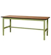 [山金工業] 作業テーブル高さ調節機能付 木目/グリーン (最大高さ1200mmタイプ)