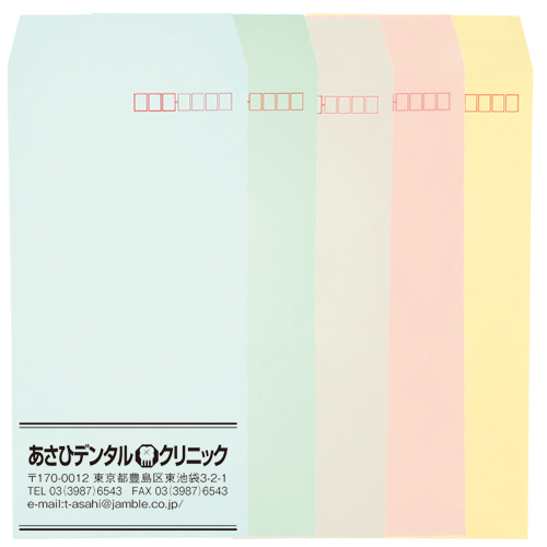80gパステルカラー 長3封筒印刷【1パック500枚入】