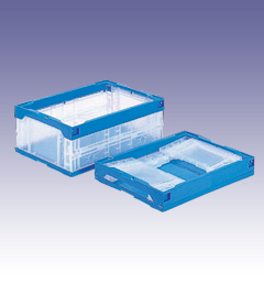 [三甲/サンコー] 折りたたみコンテナーP30B透明　　31.7L　透明/ブルー　外寸:W530×D366×H206(mm)