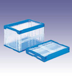 [三甲/サンコー] 折りたたみコンテナーP50B透明　　50.6L　透明/ブルー　外寸:W530×D366×H322(mm)