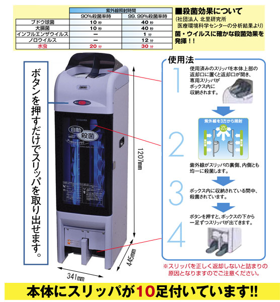 IHI物流産業システム]スリッパ殺菌ディスペンサー SSDX（スリッパ10足付） 電話注文ができる通販ジャンブレ