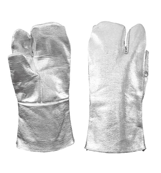 [日光物産] アルミ3本指手袋オールアルミ　32cm　耐熱手袋【受注生産品】