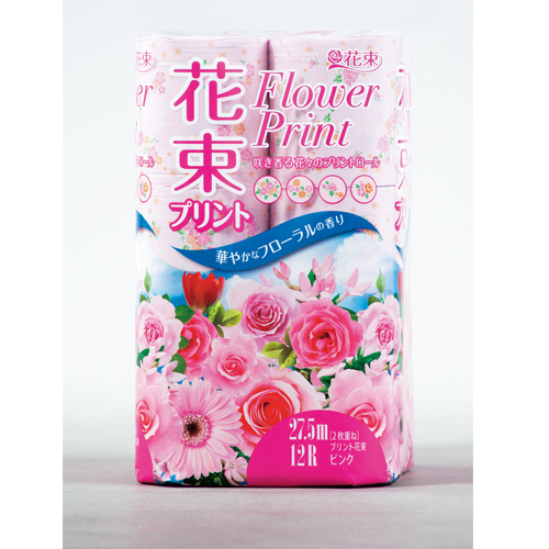プリント花束ピンク トイレットペーパー 27 5mダブル 96ロール 華やかなフローラルの香り 丸富製紙 電話注文ができる通販ジャンブレ