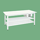 [サカエ] 軽量作業台 KHタイプ(抗菌・抗ウイルス天板・中棚中板・キャビネット2段付)H800mm