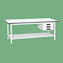 [サカエ] 軽量作業台 KAタイプ(中板2枚・キャビネット3段付)H740mm