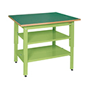 [サカエ] 立ち作業用 軽量作業台 KDタイプ (サカエリューム天板・中棚・中板付)H900mm