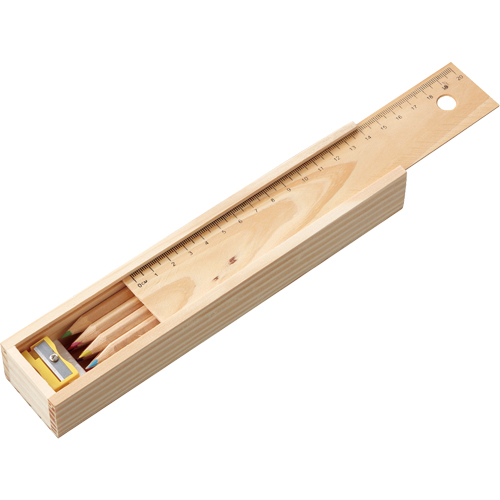 木箱入色鉛筆12本 消しゴム 鉛筆削り付 相談できる通販ジャンブレ