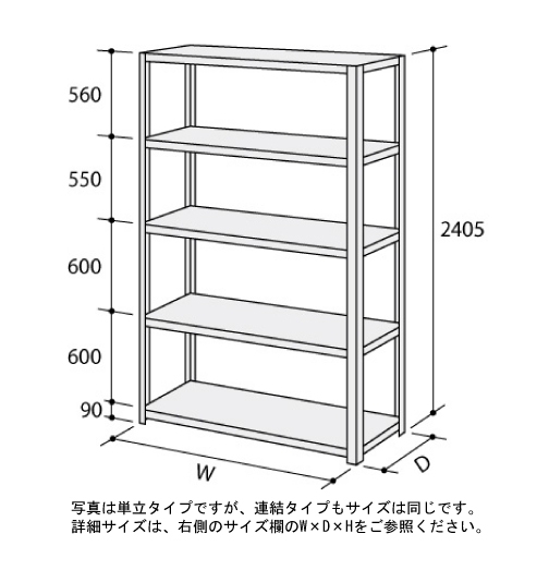 耐荷重200kgスチールラック（ボルトレスラック）連結 高さ2405mm横幅1205×奥行き455mm[NAIKI/ナイキ] / 電話注文が