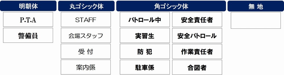 腕章用差し込みシートの既製プリント例