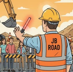 工事現場での名入れ安全ベスト着用イメージ（AI生成による）